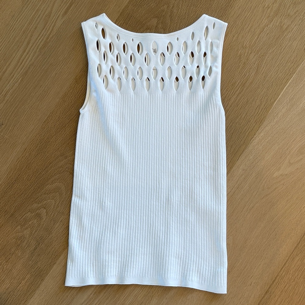 Scala White Tank Top with Cutout Detail